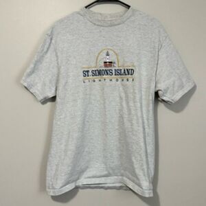 USED Woman's Lee Short Sleeve Sweatshirt Color Grey Size M St Simon's Lighthouse